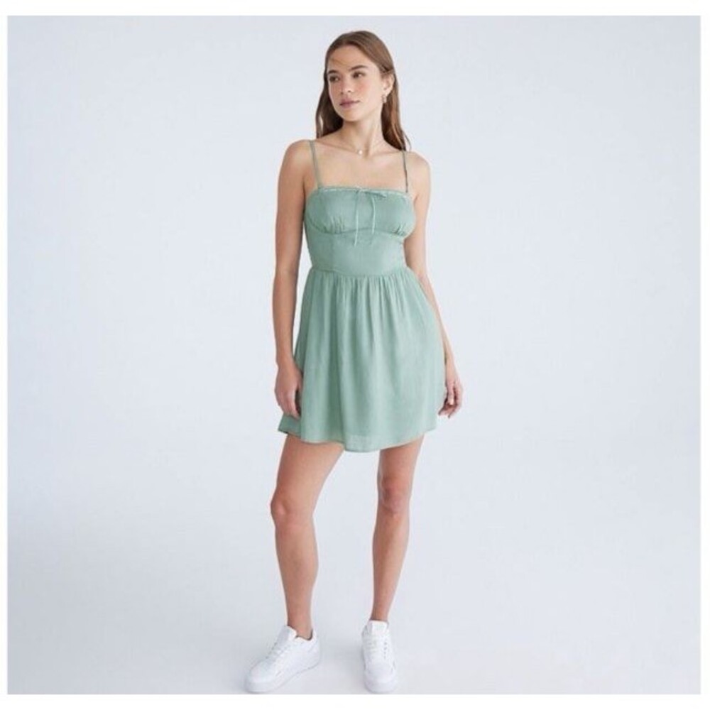 NEW  Aeropostale Green Lace Trim Fit & Flare Baby Doll Dress Size S Strapless